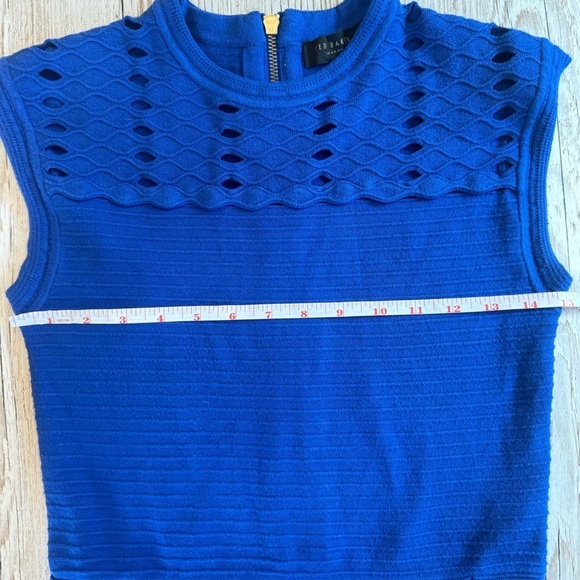 Ted Baker Zaralia Fit & Flare Knit Skater Dress Royal Blue with Cut Outs size 2 - Picture 8 of 12